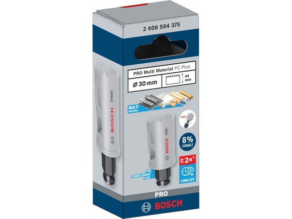 Bosch PRO Multi Material PC Plus, enkelt, bor, gips, metall, ikke-jernholdig metall, plast, mykt treverk, svart, grå, koboltlegert høyhastighetsstå...