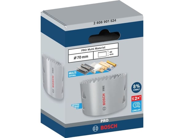 Bosch PRO Multi Material, Yksi, Pora, Kipsilevy, Metalli, Kirjometalli, Muovi, Pehmeä puu, Harmaa, Kobolttiteräs, Pikateräs-kobolttiseos (HSS-Co)