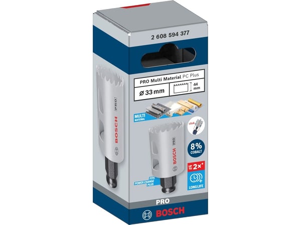 Bosch PRO Multi Material PC Plus, enkelt, bor, gips, metall, ikke-jernholdig metall, plast, mykt treverk, svart, grå, koboltlegert høyhastighetsstå...