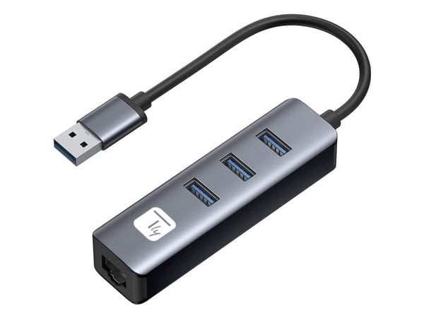 Verkkokortti/adapteri USB 3.0 RJ45 Gigabitiin, keskittimen 3x USB-A:ksi