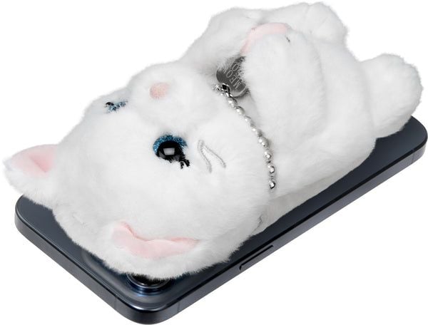 MAGMOJI Marshmallow Cat - Lomme for mobiltelefon / kredittkort - MagSafe-samsvar - plysjtøy, nylon zipper