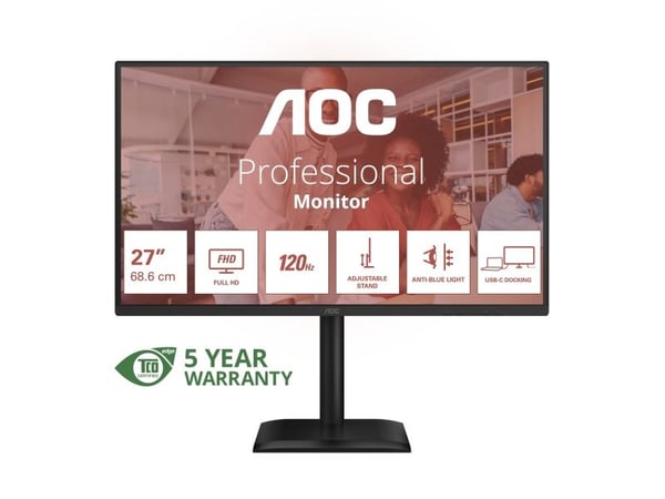 AOC 27E4CV, 68,6 cm (27"), 1920 x 1080 piksler, Full HD, LED, 4 ms, Svart