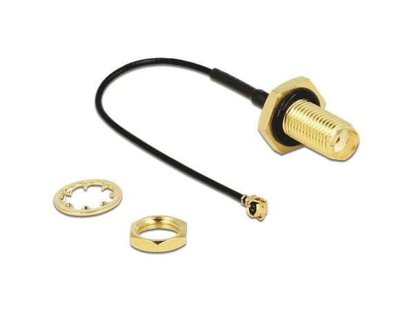 Delock - Antennekapel - SMA (hun) til I-PEX (han) - 10 cm - koaksial - sortti