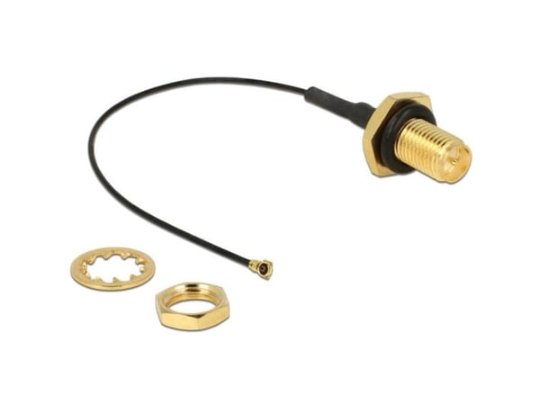 DeLOCK - Antennekabel - RP-SMA (hun) til MHF4 (han) - 10 cm - koaksial - sortti