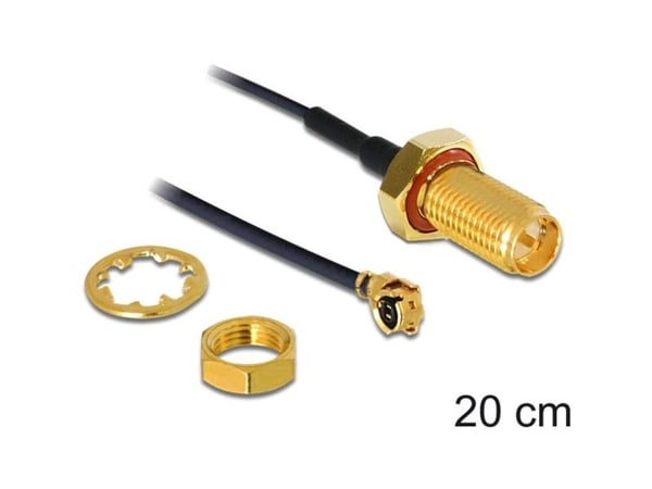 Delock - Antenneadapter - I-PEX hann til RP-SMA hann - 20 cm