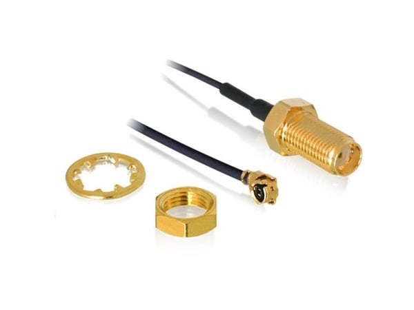 Delock - Antennekabel - RP-SMA (hun) til I-PEX (han) - 35 cm - koaksial - sortti