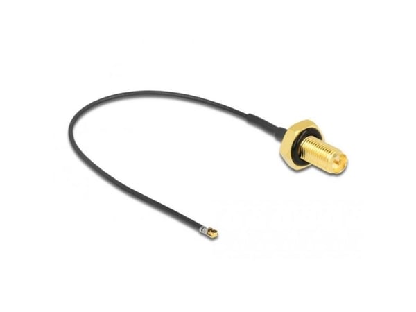 Delock - Antennekabel - RP-SMA (hunn) skott til MHF 4L LK (hann) - 10 cm - 1.37 mm - koaksial - grå, svart