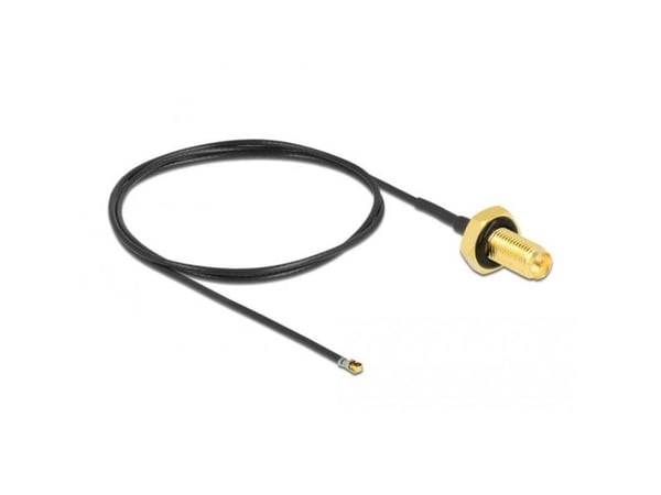 Delock - Antennekabel - RP-SMA (hunn) skott til MHF 4L LK (hann) - 50 cm - 1.37 mm - koaksial - grå, svart