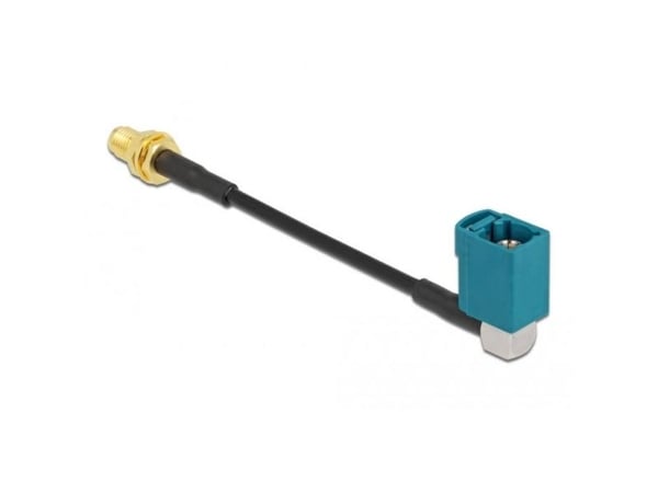 DeLOCK - Antennekabel - FAKRA Z-kontakt (W) vinklet til SMA (W) skott - 10 cm - coax - svart (88725)