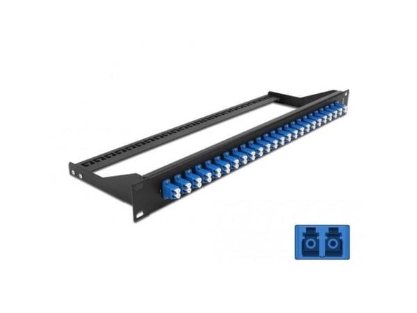 Delock - Koblingspanel - rackmonterbar - LC Duplex SM X 24 - svart, blå - 1U - 19"