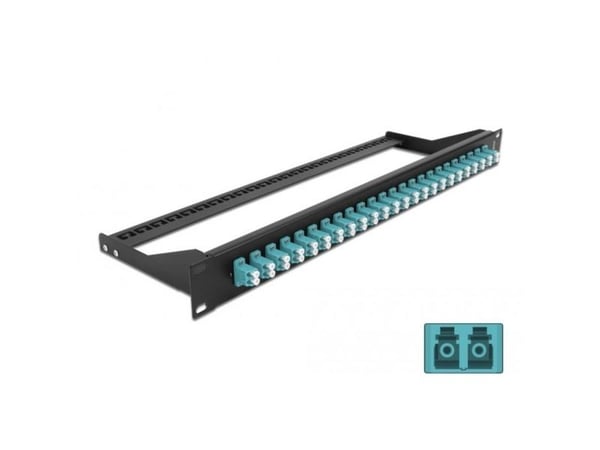 Delock - Koblingspanel - rackmonterbar - LC Duplex MM X 24 - svart, akvamarin - 1U - 19"