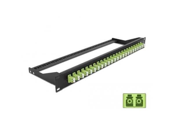 Delock - Patch-panel - stativmonterbar - LC Duplex MM X 24 - sort, limegrøn - 1U - 19"