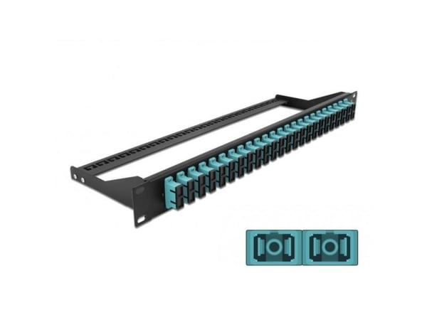 Delock - Koblingspanel - rackmonterbar - SC Duplex MM X 24 - svart, akvamarin - 1U - 19"