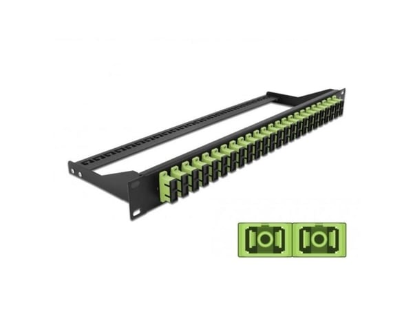 Delock - Patch-panel - stativmonterbar - SC Duplex MM X 24 - sort, limegrøn - 1U - 19"