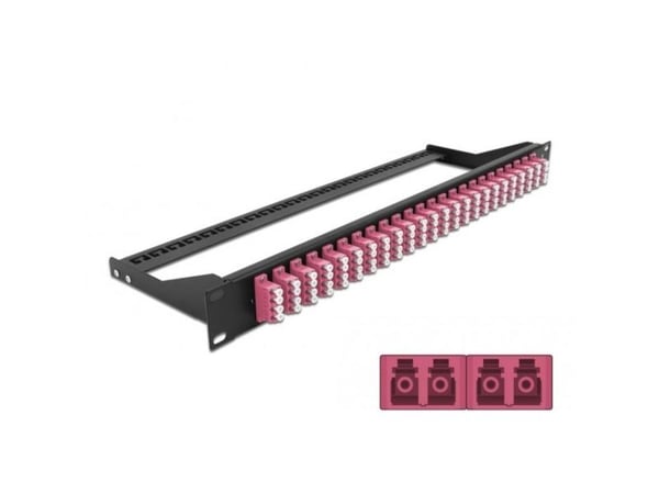 Delock - Patch-panel - stativmonterbar - LC Quad MM x 24 - sort, violet - 1U - 19"