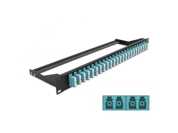 Delock - Koblingspanel - rackmonterbar - LC Quad MM x 24 - svart, akvamarin - 1U - 19"