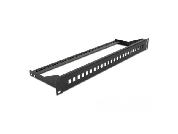 Delock - Patchpanel (blank) - rackmonterbar - svart - 1U - 19" - 24 portar