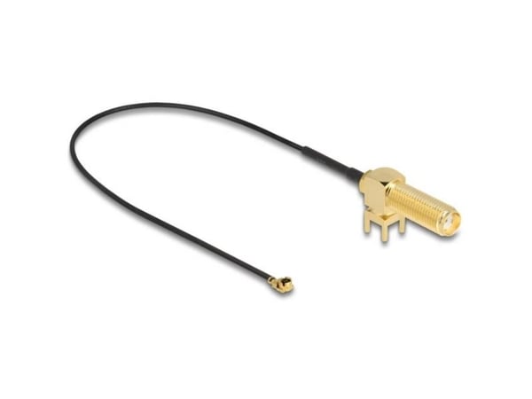 Delock - Antennekabel - SMA (hunn) 90° PCB til MHF I - 25 cm - koaksial - svart