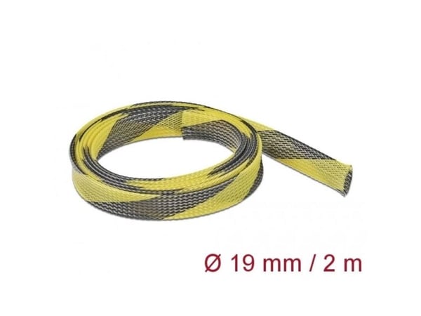 Delock - Flätad ärm - sträckbar - 2 m - svart, gul