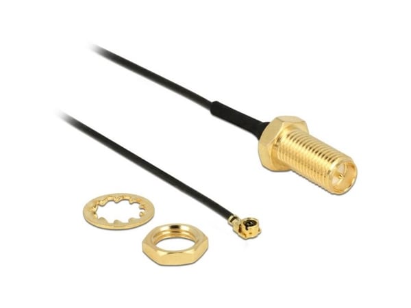Delock - Antennekabel - RP-SMA (hun) til I-PEX (han) - 10 cm - koaksial - sortti