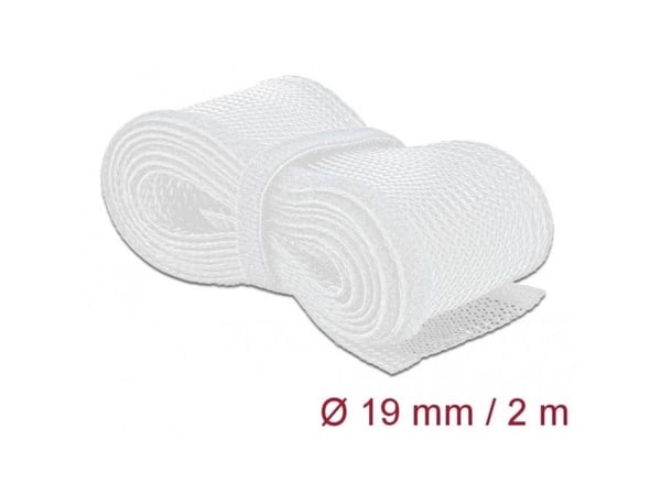 Delock Braided Sleeving with Hook-and-Loop Fastener - Kabelhölje - 2 m - vit