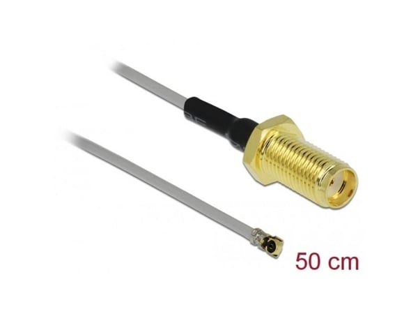 Delock - Antennekabel - SMA (hunn) til MHF4 (hann) - 50 cm - koaksial - grå