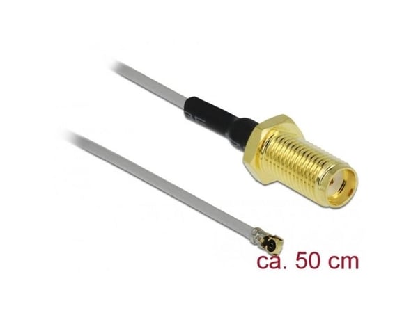 Delock - Antennekabel - SMA (hunn) til MHF 4L (hann) - 50 cm - koaksial - grå