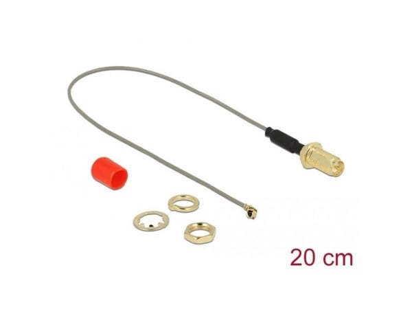 Delock - Antennekabel - RP-SMA beholder til MHF/U.FL plugg - 20 cm - koaksial - grå