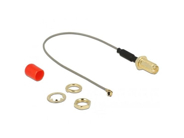 Delock antennikaapeli RP-SMA naaras asennukseen ferriittisydän MHF I uros 1.13 10cm kierteen pituus 10mm 10cm