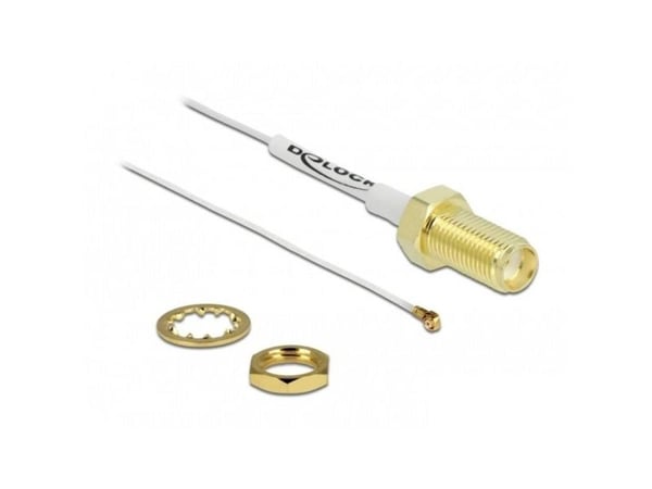 Delock - Antennekabel - SMA skott til MHF4 (P) - 20 cm - 0.81 mm - koaksial - 4.9 dB - hvit