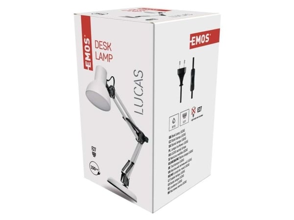 Emos Z7609W, Hvit, Metall, IP20, E27, 1 ampuller, 1,5 m