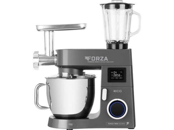 ECG FORZA 7800, 8 l, Sort, Rustfritt stål, Vispe, Blending, Hakking, skjæring / kapping, Maling (knusing), Elte, Miksing, Omrøring, 1,15 m, LED, Ru...