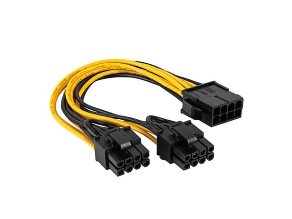 Akyga AK-CA-81, PCI-E (8-pin), 2 x PCI-E(6+2 pin), 0,2 m, Hunkjønn, Hankjønn