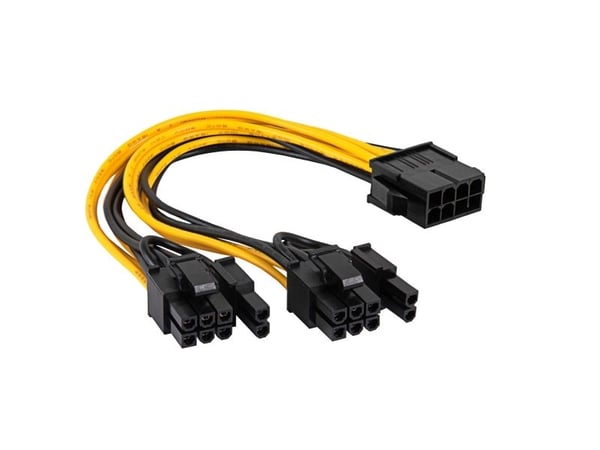 Akyga AK-CA-81, PCI-E (8-pin), 2 x PCI-E(6+2 pin), 0,2 m, Hunkjønn, Hankjønn