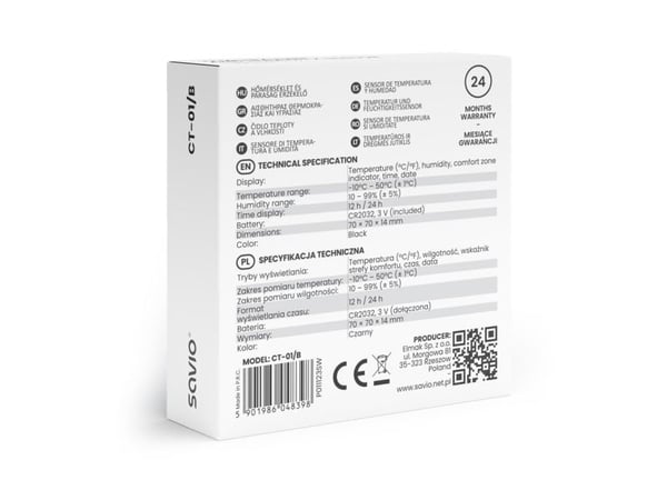 Savio CT-01/B, Innendørs, Temperatursensor, Frittstående