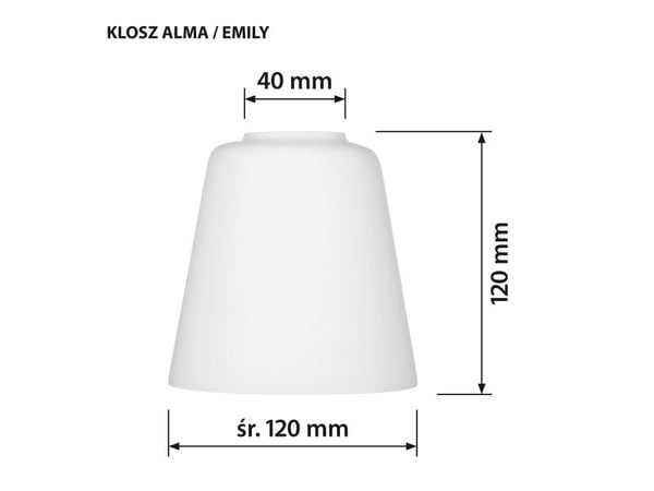 Activejet 5901443122647, Lampeskjerm, Hvit, Glass, Lampa EMILY/ALMA, Soverom, Spise rom, Hjemme kontor, Stue, Kontor, 12 cm