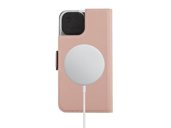 Wave BookCase beskyttelsesdeksel, MagSafe-kompatibel, iPhone 15, Rose gull
