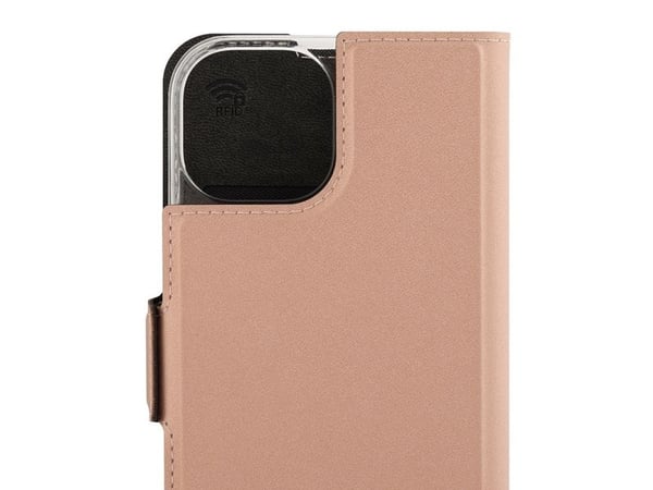 Wave BookCase beskyttelsesdeksel, MagSafe-kompatibel, iPhone 15, Rose gull