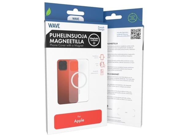 Dėklas Wave MagSafe-kompatibelt beskyttelsesetui, iPhone 15, gjennomsiktig