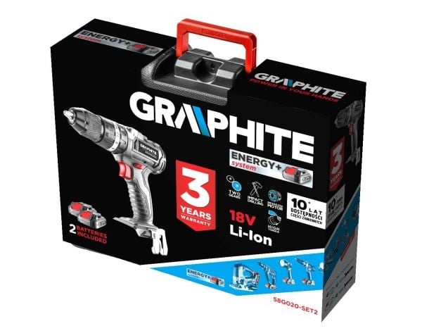 Slagskruer/skrurmaskinsett Graphite 58G020-SET2 18 V - 2x batteri 2 Ah
