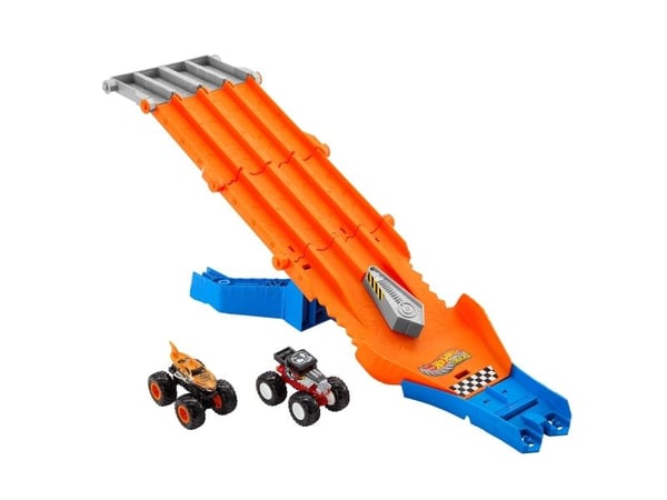 Hot Wheels Monster Trucks RACEDOWN DESTRUCTION, Monstertruck og banesett, 4 år, Plast, Flerfarget