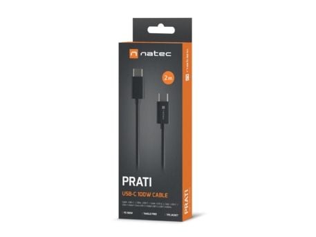 USB-kabel Natec USB-C - USB-C 2 m Svart (NKA-2147)