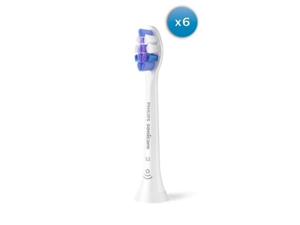 Philips Sonicare S2 Sensitive HX6056 - Utskiftningsbørstehode - for tannbørste - hvit (en pakke 6)