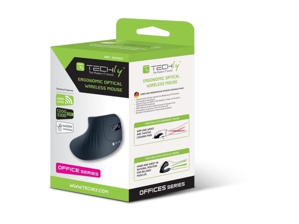 Techly Techly Langaton 2.4GHz RF USB pystysuora 3200dpi optinen hiiri