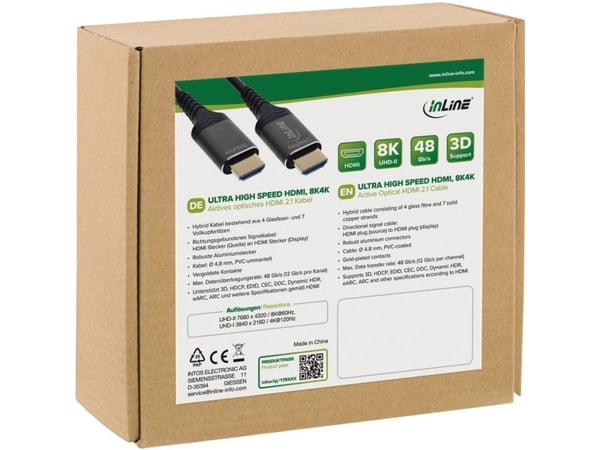 InLine 17925X, 25 m, HDMI Typ A (standard), HDMI Typ A (standard), 3D kompatibilitet, 48 Gbit/s, Svart