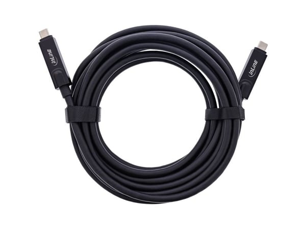 InLine USB 3.2 Gen.2 AOC-kabel - USB-C hann/hann - 8K60Hz - 60W - svart - 3m (35793I)