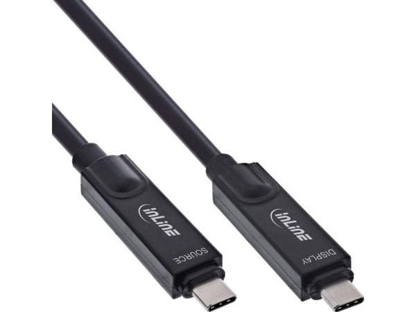 InLine USB 3.2 Gen.2 AOC-kabel - USB-C hann/hann 8K60Hz 60W - svart - 15m (35798I)