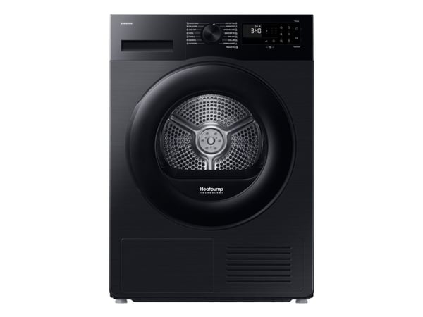 Samsung DV90DG52A0ABLE, Frittstående, Frontmatet, Varme pumpe, Sort, Rotasjon, Riktig/Høyre