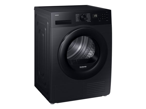 Samsung DV90DG52A0ABLE, Frittstående, Frontmatet, Varme pumpe, Sort, Rotasjon, Riktig/Høyre