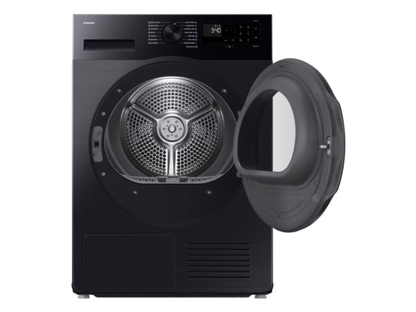 Samsung DV90DG52A0ABLE, Frittstående, Frontmatet, Varme pumpe, Sort, Rotasjon, Riktig/Høyre